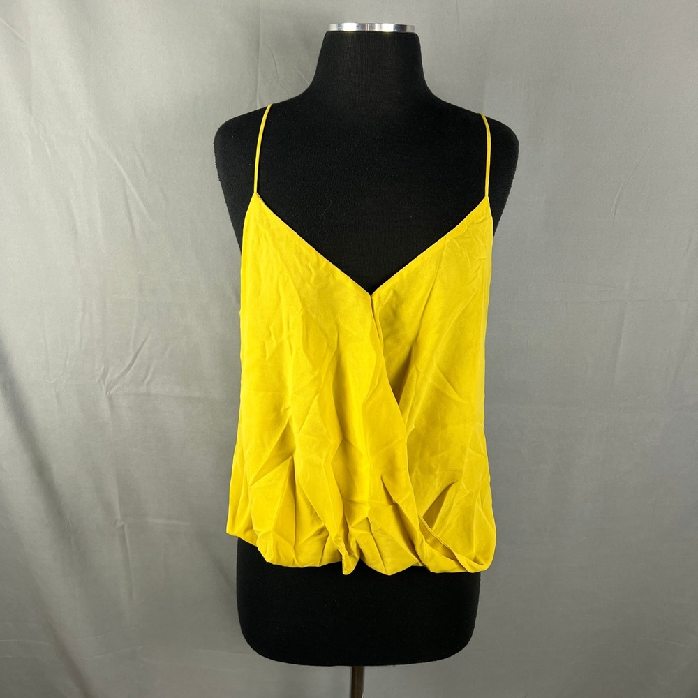 Becool Halterneck Top Womens Large Yellow Draped Front Narrow Shoulder Straps